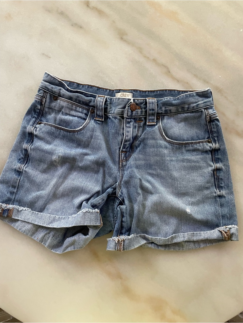 J. Crew Medium Blue Denim Cuffed Jean Shorts